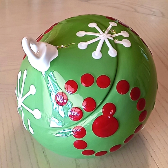 Real Home M&M's Christmas Green Ball Tree Ornament Cookie/Candy Jar. Like New! - Picture 2 of 15